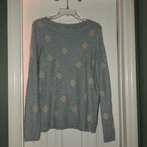 LC Lauren Conrad Sweaters - Lauren Conrad Large Blue/White Polka Dot Sweater LC Lauren Conrad Sweaters - Lauren Conrad Large Blue/White Polka Dot Sweater